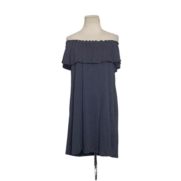 Drew Smokey Gray Off Shoulder Mini Shift Dress Size M - Picture 10 of 11